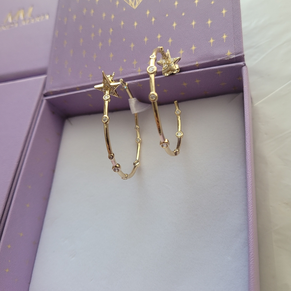 Melinda Maria Gold Star Hoop Earrings - Picture 3 of 7